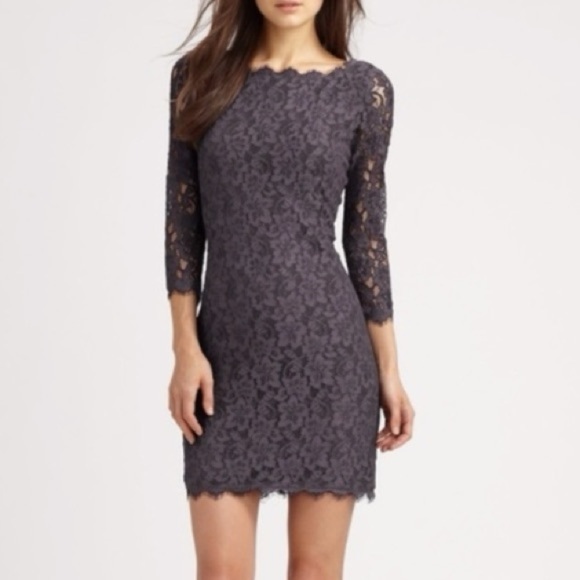 Diane VonFurstenberg Womens 4 Zarita Quarter Sleeve Lace Romantic Feminine Mini - Picture 2 of 11